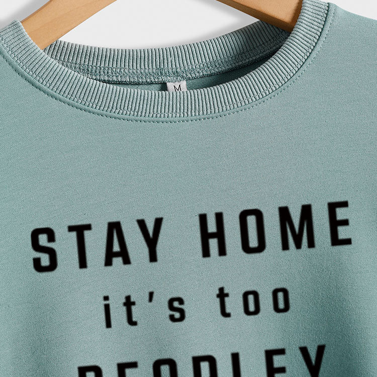 RESTEZ À LA MAISON C'EST TROP Mode Vêtements pour femmes Pull à manches longues de grande taille