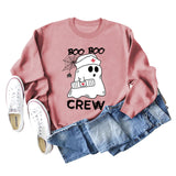 BOO BOO CREW Pullover mit Buchstabendruck, Rundhalsausschnitt, Herbst und Winter, langärmelig, Übergröße, Damen