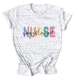 NURSE REGISTERED Summer Round Neck Fashion Loose Short Sleeve Printed T-shirt Women