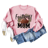 FOOTBALL MOM LETTERS Léopard sous-couche à manches longues surdimensionné pull fille