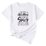 I'm Not A Hot Mes I'm Round-neck Fashion Women's Loose Letter Short Sleeve