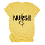 NURSE Life Letter Round Neck Loose Short Sleeve Casual T-shirt WomanT-Shirt