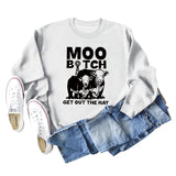 Moo Get Out The Letter Cattle Print Herbst- und Wintermode Langarmpullover