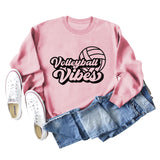 Volleyball Vibes – Sweatshirt mit Volleyball-Alphabet-Aufdruck und modischer Rückseite, langärmelig, Übergröße