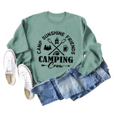 CAMP SUNSHINE FRIENDS COL ROND LETTRES LAMPE CAMPING SWEAT-SHIRT À MANCHES LONGUES