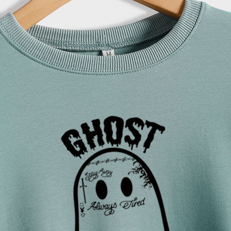 GHOST MALONE Sweat-shirt à manches longues imprimé lettre Ghost Halloween