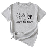 Letter Girls Trip 2023 Casual Round Neck Short Sleeve T-shirt