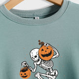 Pumpkin Skull Print Fashion Bottoming Long Sleeve Loose Ladies Sweatshirt