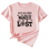 The Letters Not All Who Wander Casual Crewneck Short-sleeved Shirt