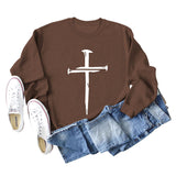 Cross Print Autumn and Winter Bottoming Long-sleeved Women's Sweatshirt