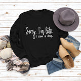 Grenzüberschreitendes Herbst- und Winter-T-Shirt mit langen Ärmeln und Rundhalsausschnitt, „Sorry I'm Late“-Schriftzug, Damenpullover