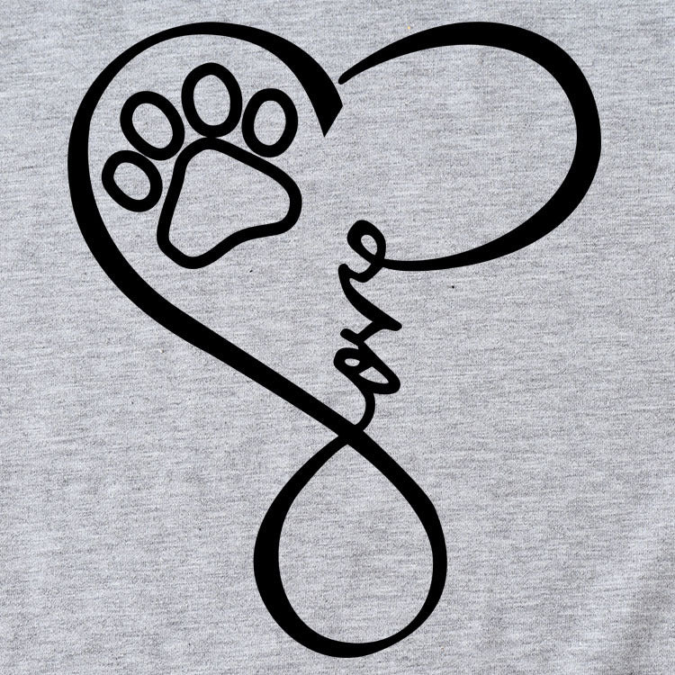 T-Shirt à manches courtes et col rond pour femme, imprimé Love Dog, à la mode