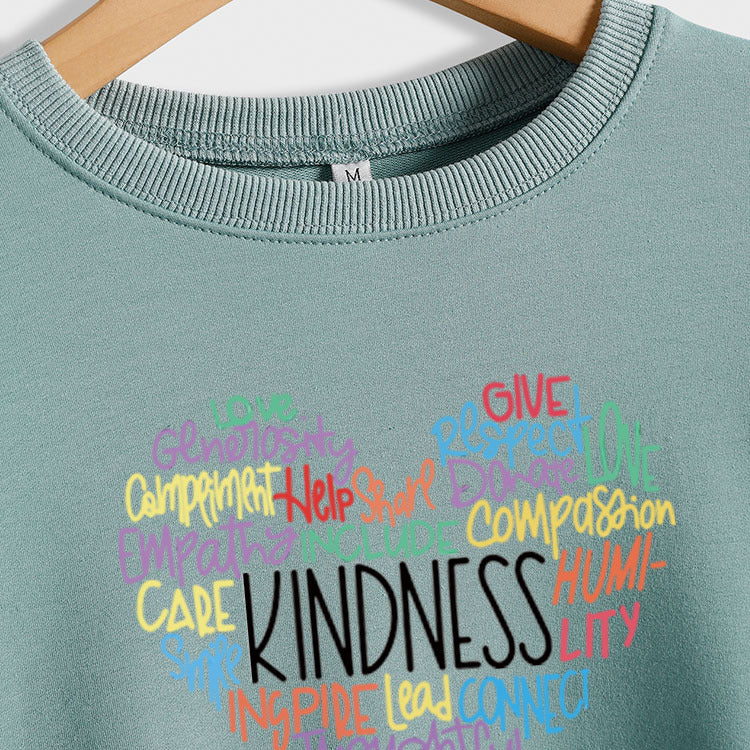 Pull à manches longues et col rond pour femme, pull avec lettres de bonté, amour, mode automne et hiver, grande taille