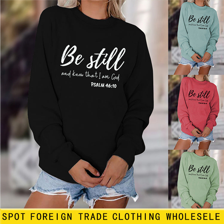 Be Still and Know – pull à manches longues et col rond pour fille, ample, avec lettres imprimées, grande taille, à la mode