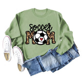 Soccer Mom Football Love Letter Leopard Rundhals Herbst/Winter Langarm Pullover Damen