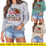 Damen Sweatshirt mit Aufschrift „My Heart Is on That Field“