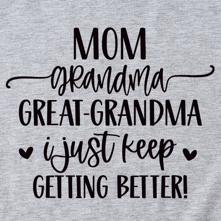 MAMAN GRAND-MÈRE GRANDE MODE LETTRE CREWNECK T-SHIRT À MANCHES COURTES FEMME-Shirt