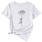 Simple Flower PaT-ShirtT-Shirtern LeT-Shirt IT-Shirt Be Casual ShorT-Shirt-sleeved Female T-Shirt