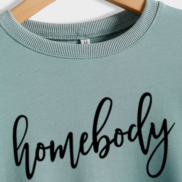 Homebody – pull ample à manches longues et col rond pour femme, vêtement de loisirs, grande taille, avec lettres, automne et hiver