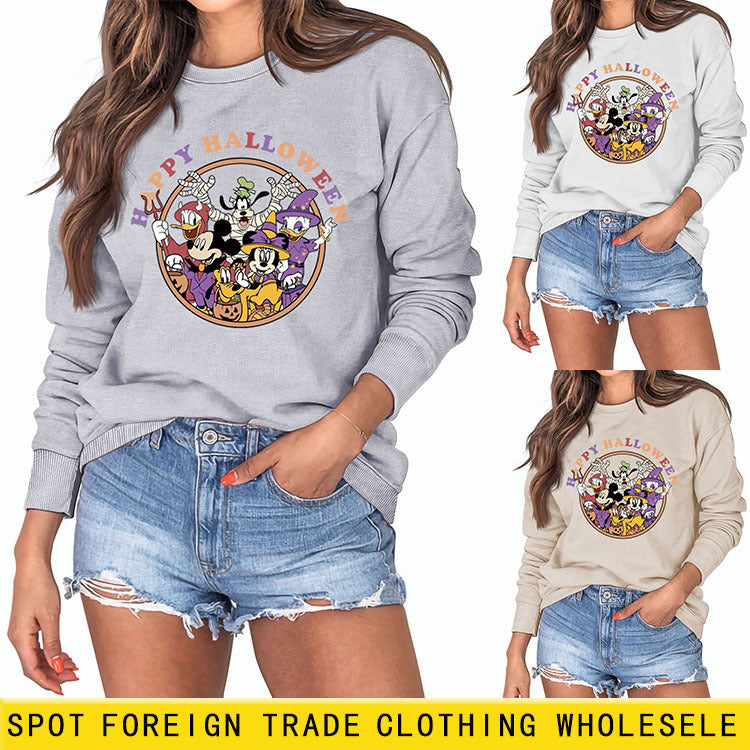 HAPPY HALLOWEEN lettres citrouille pull à manches longues femmes