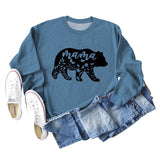 Mama Bear Buchstabendruck Rundhalsausschnitt Lockere Unterseite Langarmshirt Damen Pullover in Übergröße