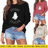 SPOOKY SEASON Ghost Letter Loose Plus Size Sweater Women's Long Sleeve Shirt