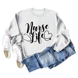 Nurse Life Love Letter Round Neck Loose Bottomed Long Sleeve Women's Sweater