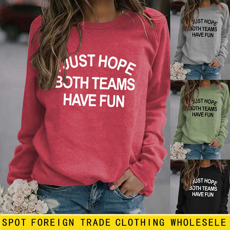 Sweat-shirt ample à col rond pour femmes, haut à manches longues, imprimé I JUST HOPE, lettres à la mode