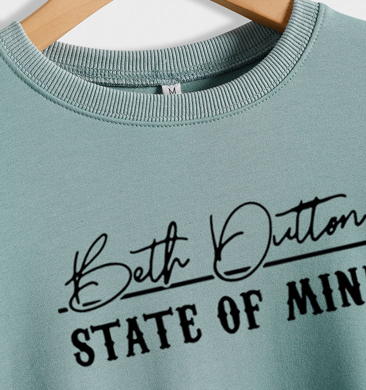 Beth Dutton Lettres Col rond Hauts à manches longues Pull ample pour femme