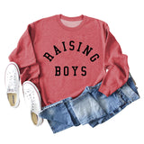 RAISING BOYS LETTRES Lâche FEMME BASE CHEMISE À MANCHES LONGUES SWEAT-SHIRT SURDIMENSIONNÉ