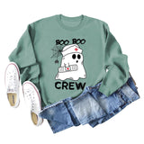 BOO BOO CREW Pullover mit Buchstabendruck, Rundhalsausschnitt, Herbst und Winter, langärmelig, Übergröße, Damen