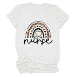 Nurse Love Leopard Rainbow Letter Print Short Sleeve Women's t-ShirT-Shirt