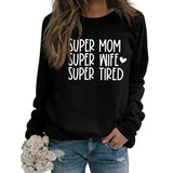 SUPER MOM SUPER WIFE LETTRES COEUR BASE ROBE À MANCHES LONGUES FEMME