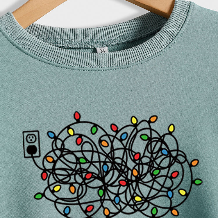 Je vais bien tout lettres col rond bande lumineuse pull à manches longues femme