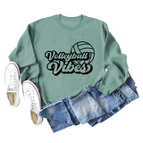 Volleyball Vibes – Sweatshirt mit Volleyball-Alphabet-Aufdruck und modischer Rückseite, langärmelig, Übergröße