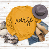 Nurse Letter Round Neck Fashion Backed Women's Long Sleeve Sweater