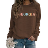 GEORGIA Letter Fashionable Loose Women's Long Sleeve Round Neck Sweater Women