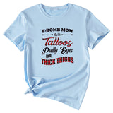 Large Women's Wear F-bomb Mom with Tattos Short-sleeved T-shirt