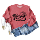 Volleyball Vibes – Sweatshirt mit Volleyball-Alphabet-Aufdruck und modischer Rückseite, langärmelig, Übergröße