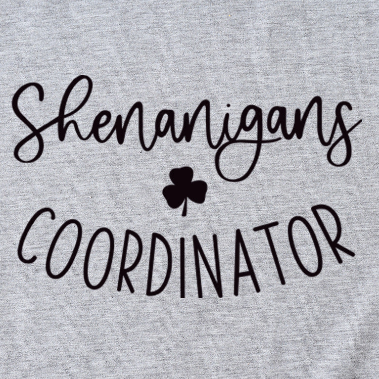 Simplified Letter Shenanigans Coordinator Round Neck Short Sleeve T-shirt