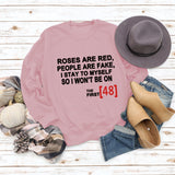 Roses Are Red Autumn and Winter Bottoming Letter Loose Long Sleeve Plus Size Round Neck Sweater