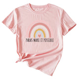 Paras Make It Popssible Summer Letter Fashion Short Sleeve Crewneck T-shirt