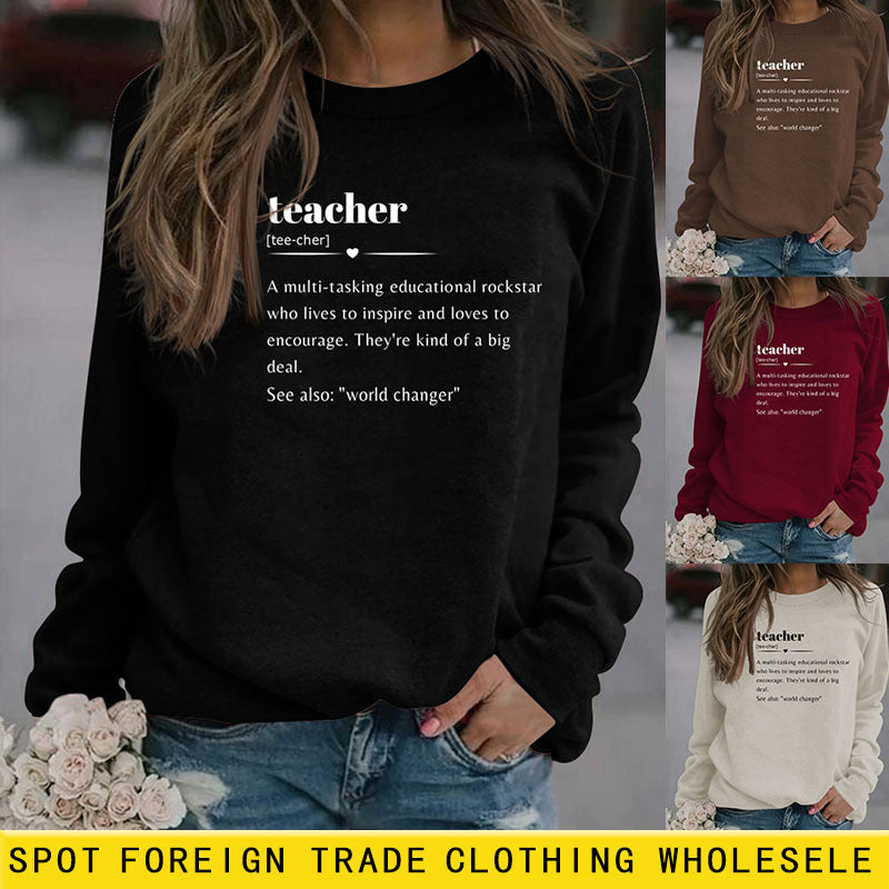 Enseignant lettre d'amour mode dames amples à manches longues décontracté grande taille pull