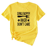 Letter Printing DINGLEHOPPER HAIR Womens Casual Short-sleeved T-shirt