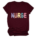 NURSE REGISTERED Summer Round Neck Fashion Loose Short Sleeve Printed T-shirt Women