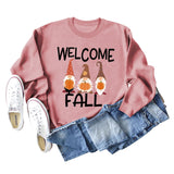 WILLKOMMEN HERBST Kürbis Halloween Alphabet Druck Herbst und Winter Langarm Große Größe Pullover