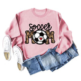 Soccer Mom Football Love Letter Leopard Rundhals Herbst/Winter Langarm Pullover Damen