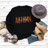 HELLO AUTUMN Letter Round Neck Long Sleeve Plus Size Sweater