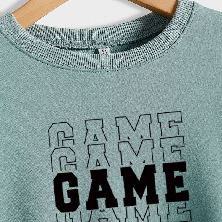 GAME DAY Baseball lettre col rond impression ample manches longues loisirs grande taille pull fille