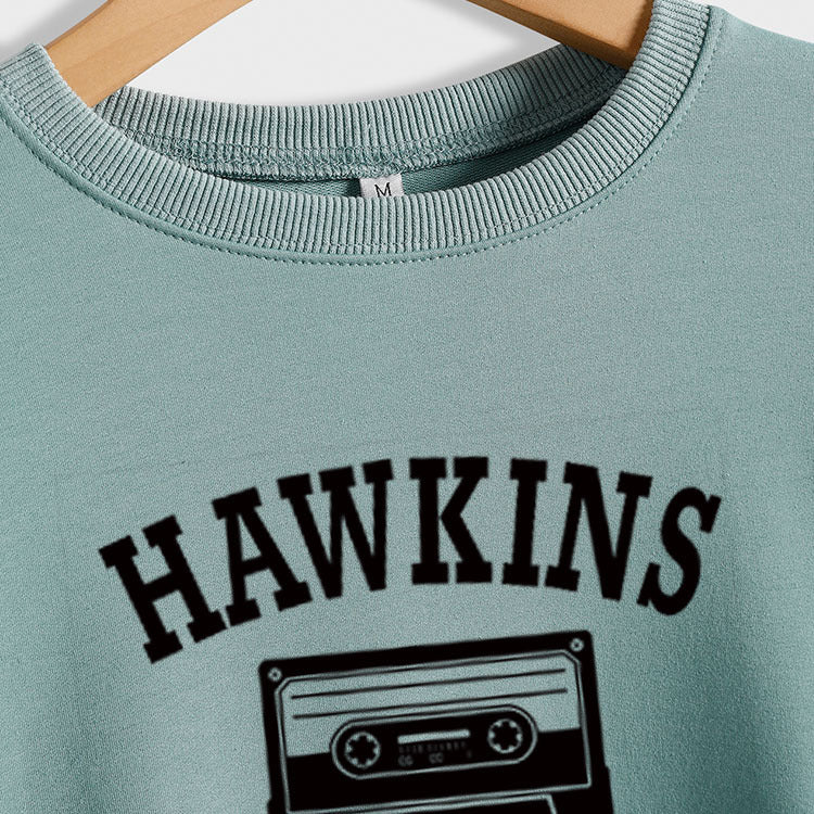 HAWKINS MOYEN Lettre Dames Fond Col Rond Manches Longues Grande Taille Pull